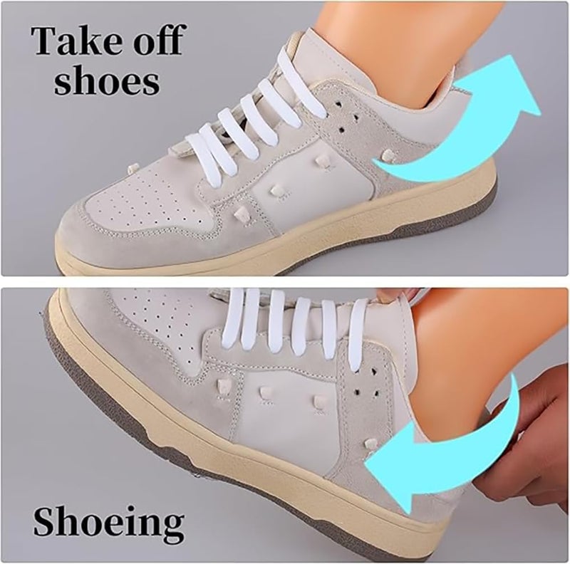 كيلا أربطة أحذية بدون عقدة للأطفال والكبار، أربطة مطاطية للأحذية الرياضية، أربطة أحذية مسطحة من السيليكون بدون عقدة لأحذية الجري (زوجان أسود وأبيض) - Image 3